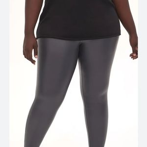 Full length gray faux leather leggings
